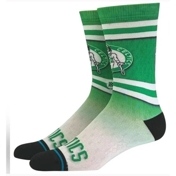 Stance Boston Celtics Fader Green and White Crew Socks- Large - Picture 1 of 4